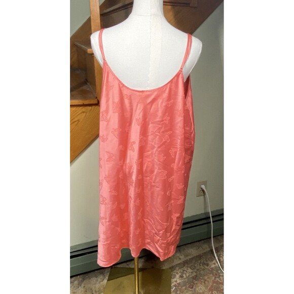 Joyspun Women's Plus Sz 3X Coral Satin Chemise Butterfly Print Adjustable Straps - Picture 4 of 8
